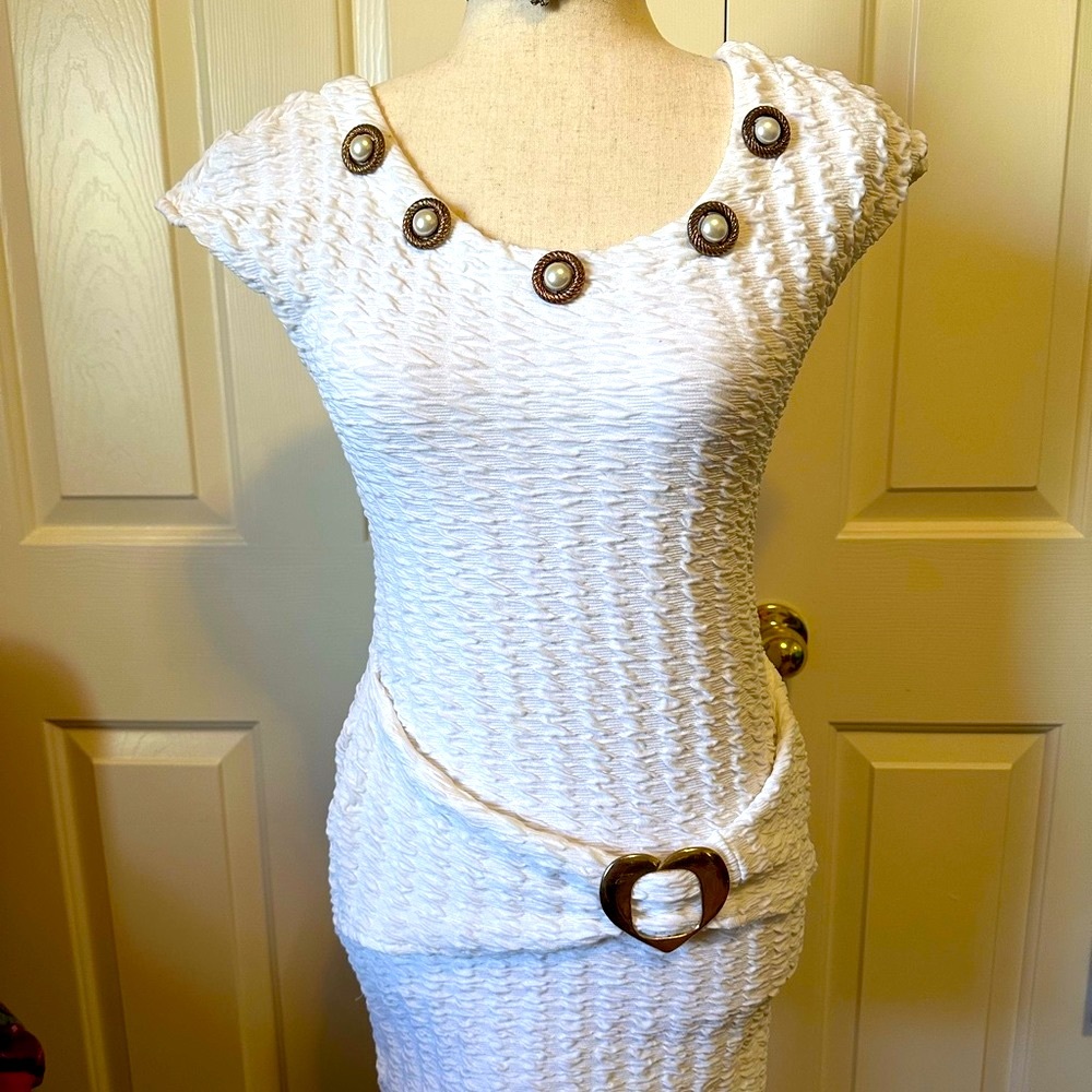 Cute Beaded Ruched Bodycon mini dress | Color: White | Size: S